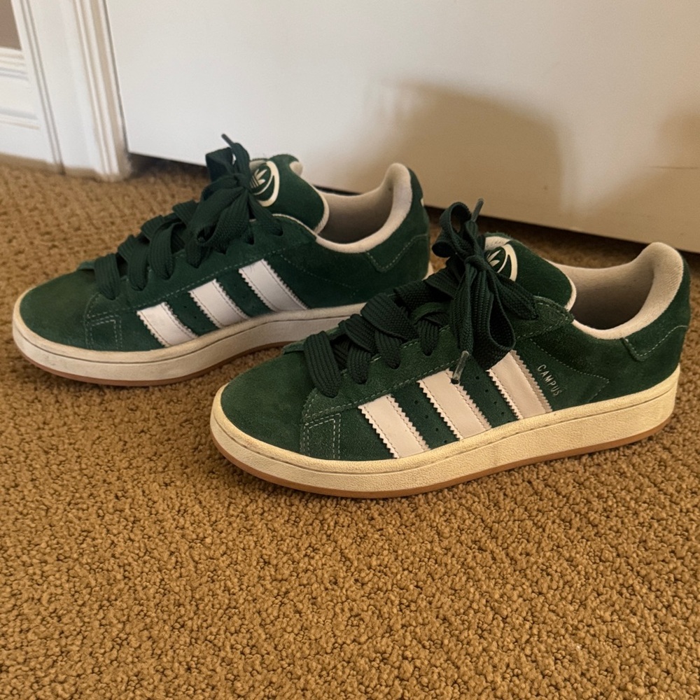 Adidas Campus Green and White Sneakers